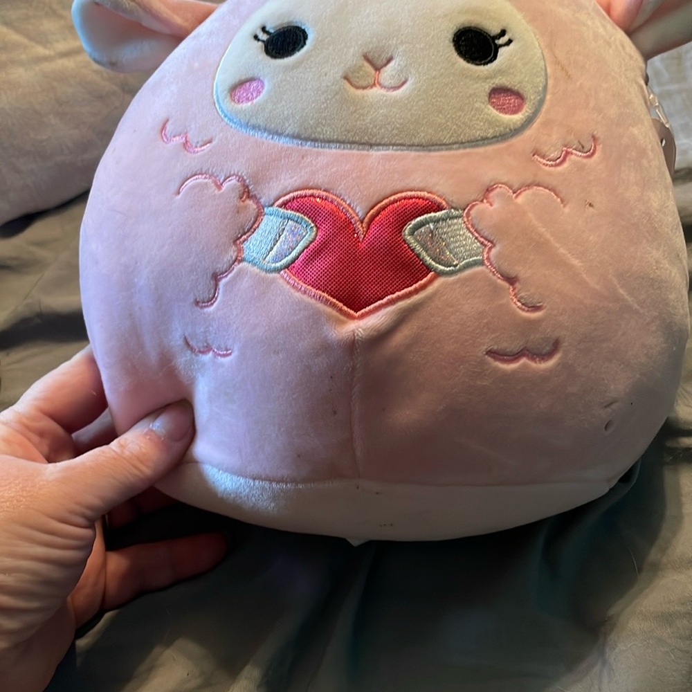 Squishmallows Pink Lamb with Heart Plush